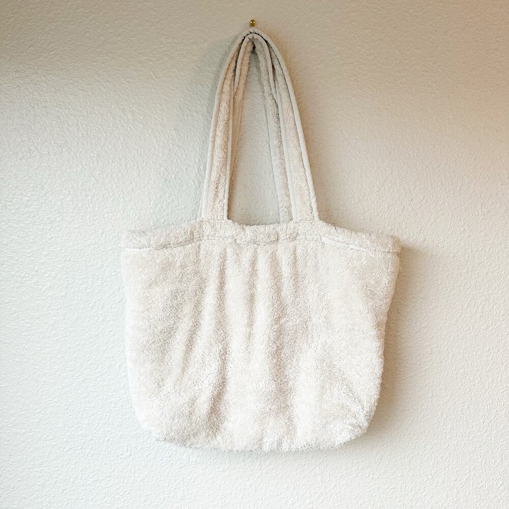 ZARA Faux Shearling Sherpa Plush Tote Bag Cream White Shoulder Bag 6090/710/002